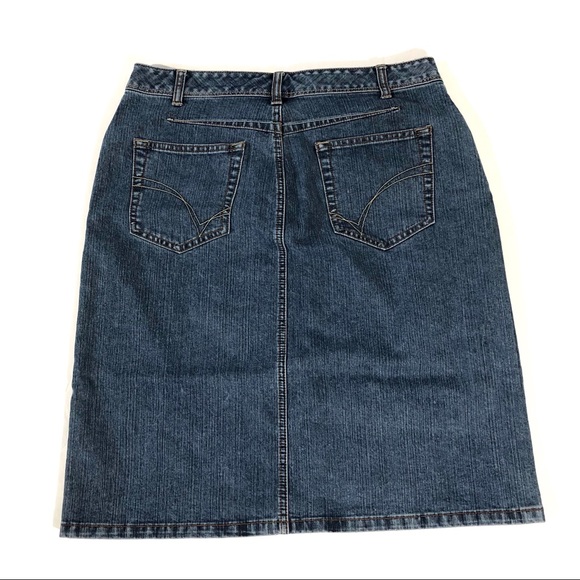 FrenchCuff Stretch Denim Pencil Skirt - Picture 5 of 8